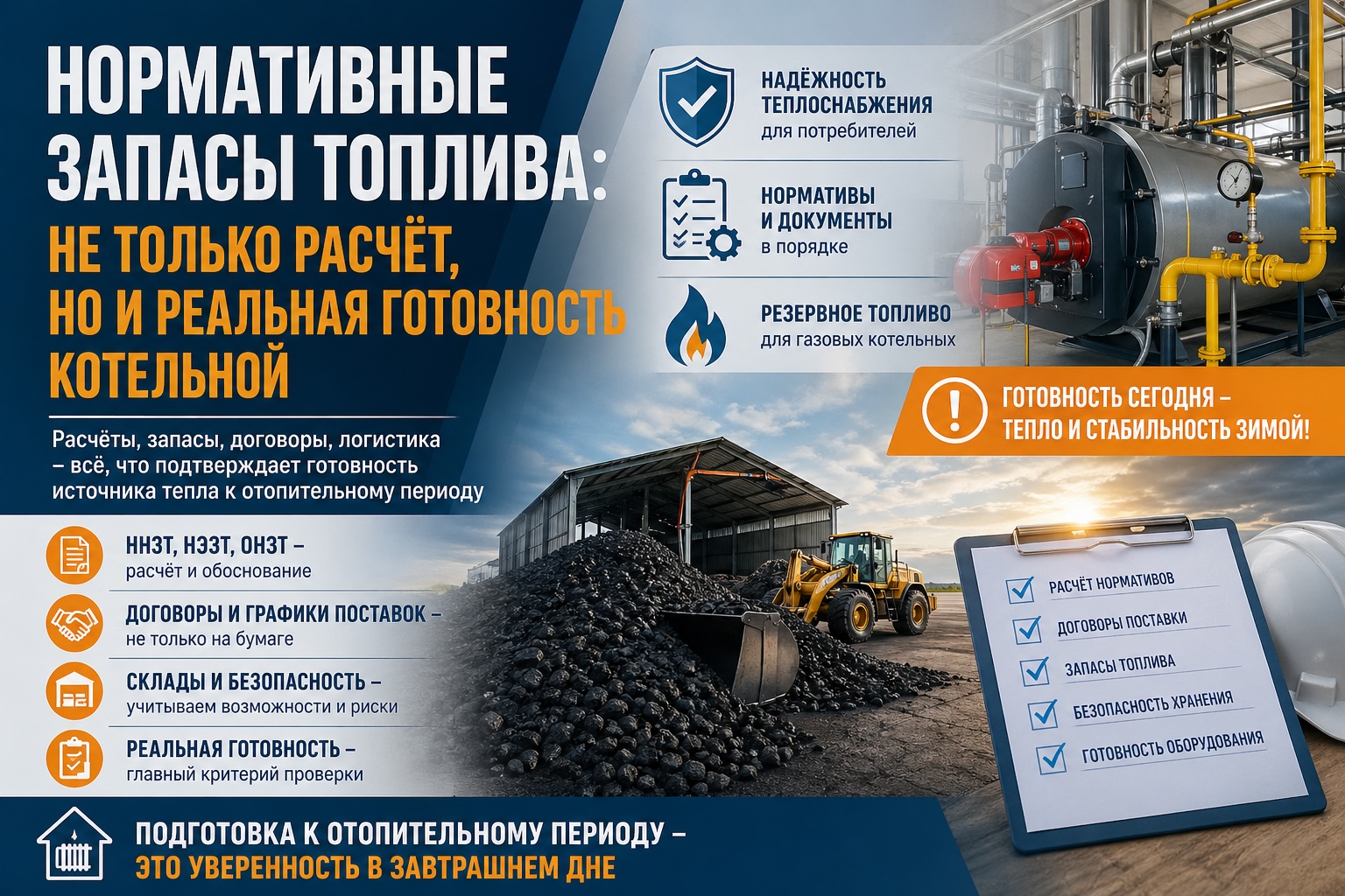Нормативные запасы топлива: не только расчёт, но и реальная готовность котельной